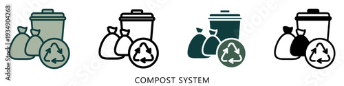 Compost System Multi Style Icon Mini Illustration, Use For Modern Concept, Print, Ui, Ux Kit, Web And App Development. Vector Related To Green Technology And More
