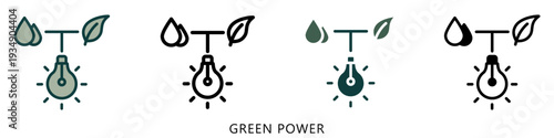 Green Power Multi Style Icon Mini Illustration, Use For Modern Concept, Print, Ui, Ux Kit, Web And App Development. Vector Related To Green Technology And More