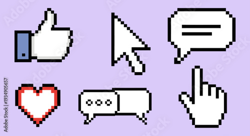 Pixel Art Social Media Icons Set.
