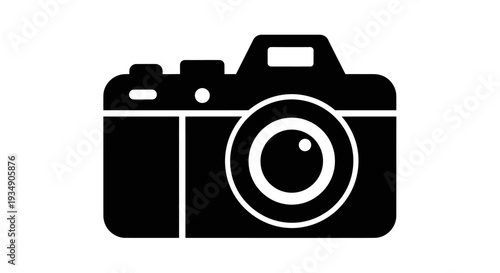 Simple Black and White Icon of a Camera.