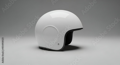 White Motorcycle Helmet on a Neutral Background, Studio Shot.