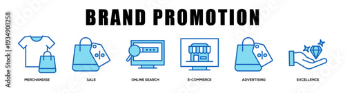 blue - Brand Promotion web banner icon vector illustration concept