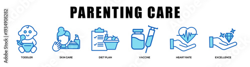 blue - Parenting Care web banner icon vector illustration concept