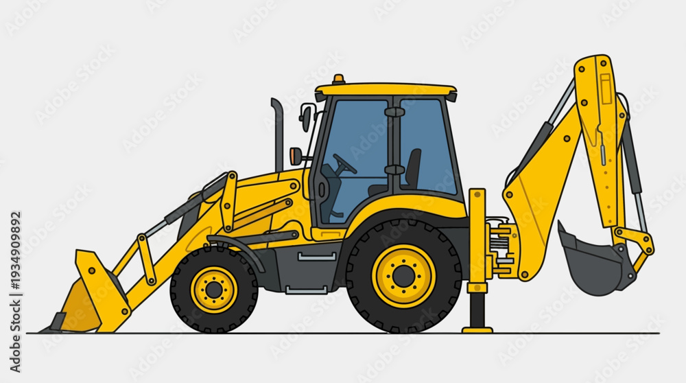 Fototapeta premium Yellow Backhoe Loader Illustration