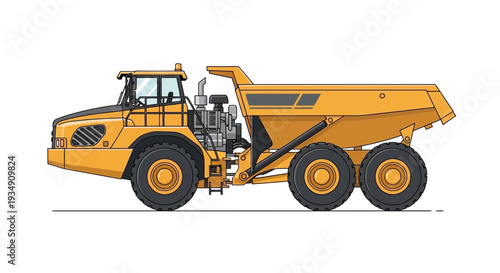 Yellow Articulated Dump Truck Illustration