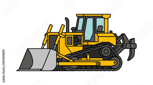 Yellow bulldozer construction vehicle illustration