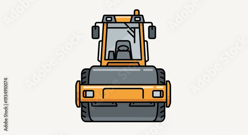 Yellow steamroller flat icon, construction vehicle, road roller illustration