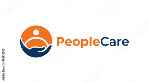 PeopleCare healthcare logo vector design, compassionate service branding illustration, patient support identity artwork, medical organization symbol, wellness care concept, professional clinic trust v