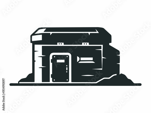 Minimalist Silhouette of a Concrete Military Bunker or Shelter