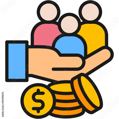 Salary Management lineal color icon