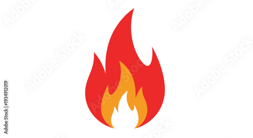 Stylized illustration of a vibrant flame with red and yellow hues