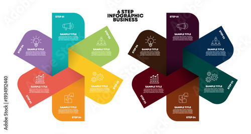 Vector infographic 6 step option for business presentation, web, brochure, banner, poster, process, annual etc. vector editable eps