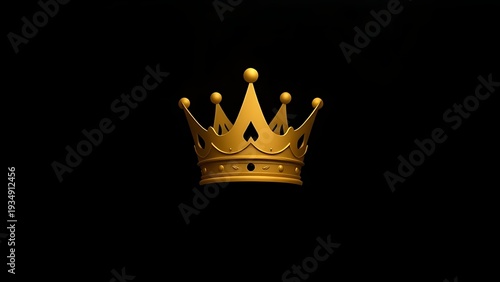 couter. Massive golden crown icon centered on a pure black background. event programs, museum guides, designed for cultural heritage projects and event programs, elevates cultural identity.