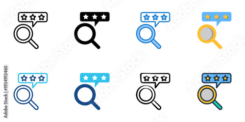 Review icons set multiple style collection. Editable stroke 

