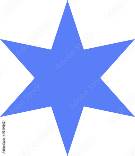 A simple, solid blue six-pointed star shape centered on a plain white background.