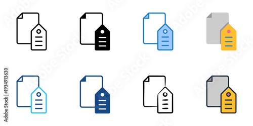 Metadata icons set multiple style collection. Editable stroke 
