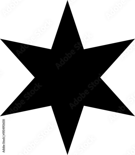 A simple black six-pointed star, a common geometric symbol, depicted on a clean white background.
