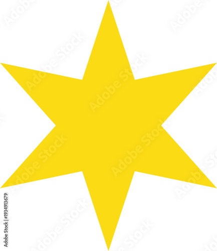 A bright yellow six-pointed star with sharp points on a plain white background, symbolizing brilliance and guidance.