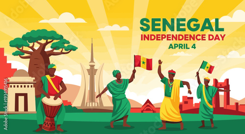 Senegal Independence Day Celebration with Flags 1.