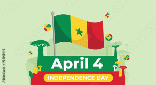 Senegal Independence Day Flag Illustration Design 1.