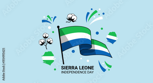 Sierra Leone National Flag Independence Day Celebration.