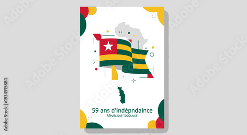 Togo Independence Day Celebration Card Design.