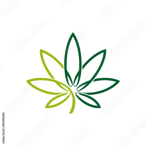 Green leaf logo concept for cannabis, hemp, wellness and natural product branding.
