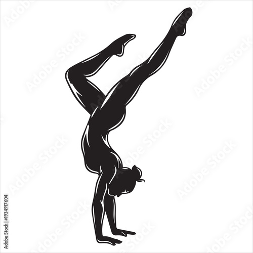 silhouette of a woman doing yoga. Sports Silhouette Collection, Black and White Athlete Vector 