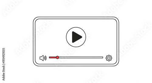 Simple black and white vector illustration of a basic media player interface control panel icon