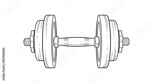 Detailed vector illustration of a single adjustable dumbbell 