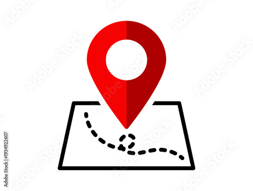 Navigation map with marker and pin showing geolocation point route path for travel direction and digital navigation interface on transparent background.