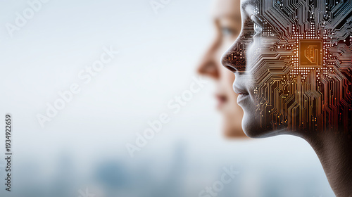 A conceptual image showcasing the intersection of human intelligence and artificial intelligence.