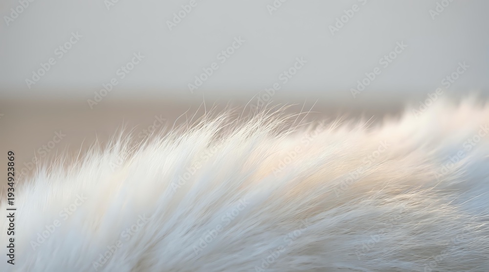 Obraz premium Soft white and cream colored animal fur texture with fine silky strands creating natural organic pattern for backgrounds and design projects.