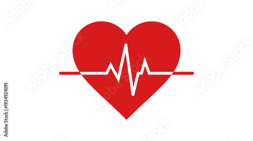 Heart health vector illustration with ECG electrocardiogram line, medical cardiology design symbolizing cardiovascular activity, wellness monitoring, fitness care, healthcare branding, diagnostic icon