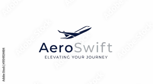 AeroSwift logo design with airplane silhouette and tagline Elevating Your Journey.