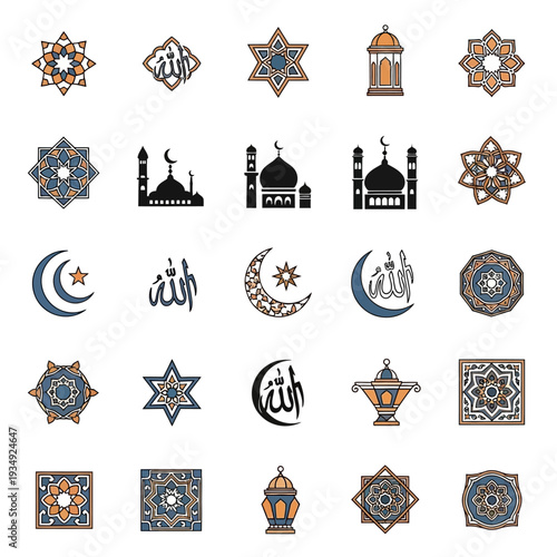 Islamic Symbols and Icons Collection.
