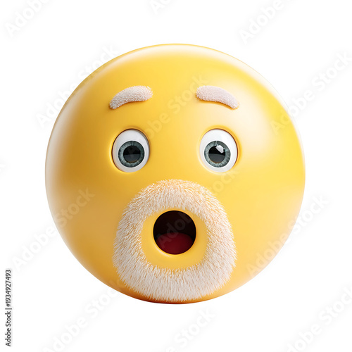 Surprised 3D Emoji with White Beard on a transparent background