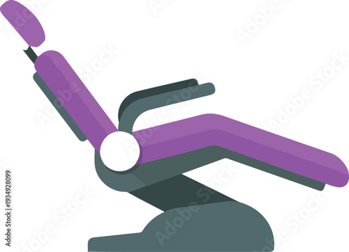 Professional purple dental chair vector illustration for modern dentistry clinics orthodontic treatment medical equipment and healthcare office interiors,