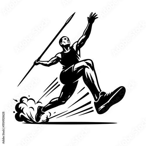Dynamic Javelin Throw Athlete Silhouette Vector Illustration – Track and Field Sports Action Clipart for Design