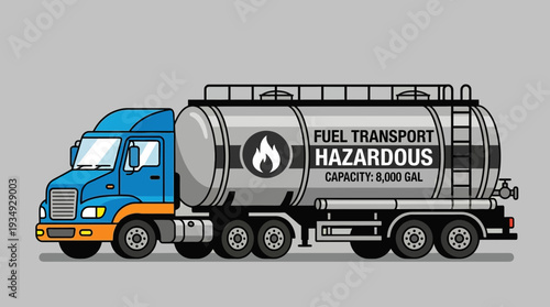 Hazardous Fuel Transport Tanker Truck
