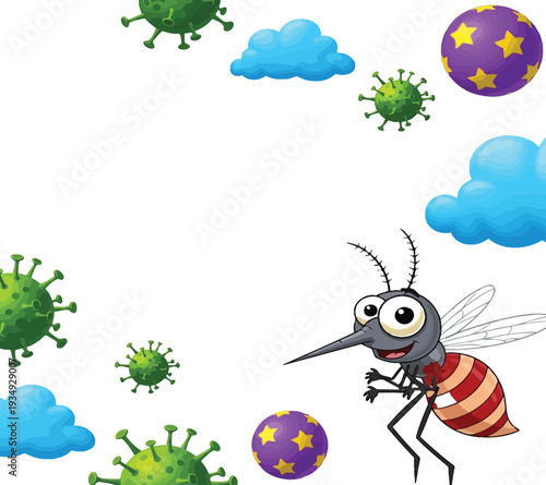 Mosquito and Virus Cartoon Background
