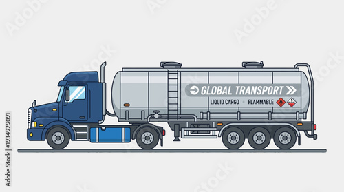 Pixel art tanker truck, global transport concept