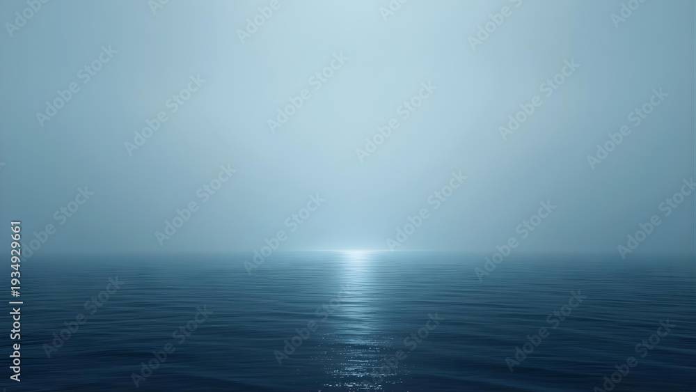 Obraz premium Calm ocean waters reflect sunlight on serene horizon