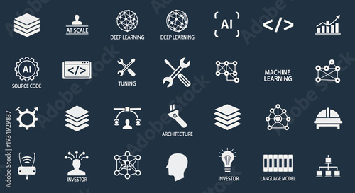 Collection of assorted vector icons for user interfaces and design projects.