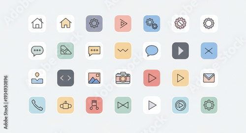 Collection of Hand Drawn Icons for User Interface Design.