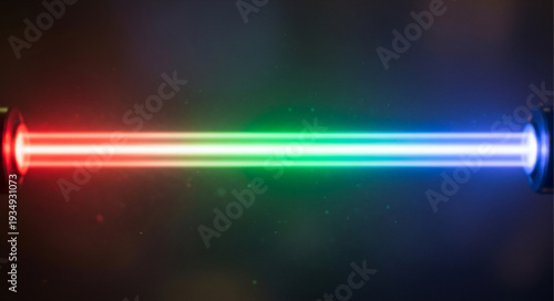 Bright Neon Light Tube With Red Green Blue Colors.
