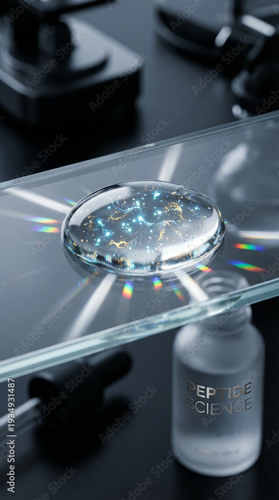 Obraz premium A small blue ball is on a glass slide