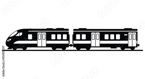 Sleek modern high-speed train vector illustration, perfect for transportation, travel, or infrastructure graphic design elements.