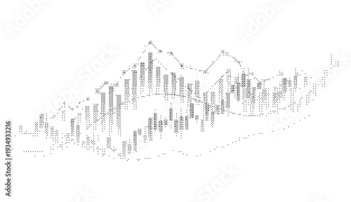 Dither Stock Market Chart with Candlestick Graph