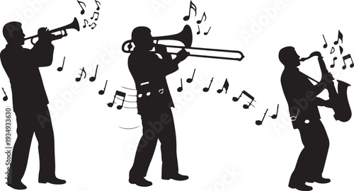 Collection of female singer silhouettes performing with microphone isolated on white background, dynamic stage poses for music, concert and entertainment concepts illustration set design